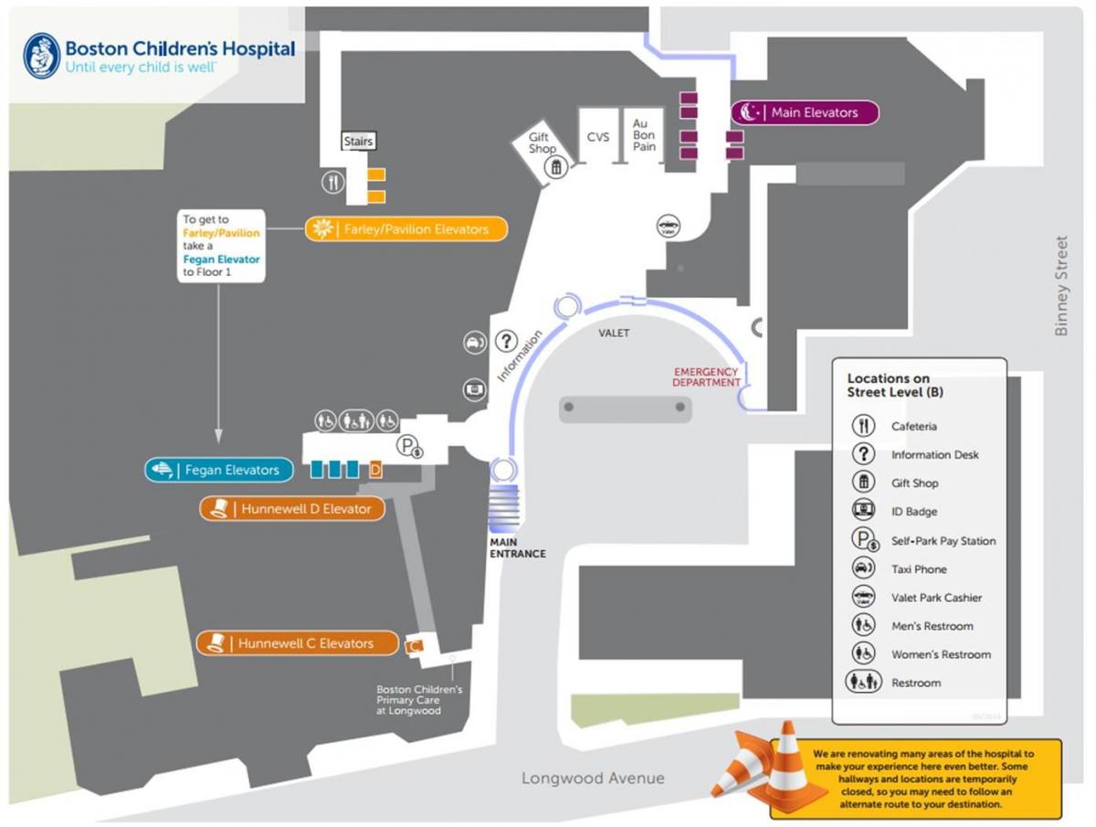 Detskej Nemocnice v Bostone mapu