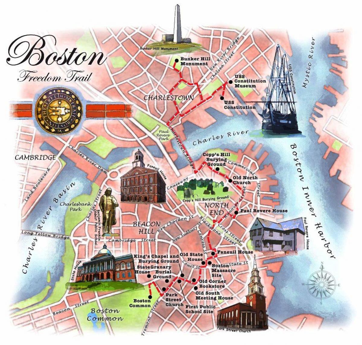 freedom trail mapu Boston