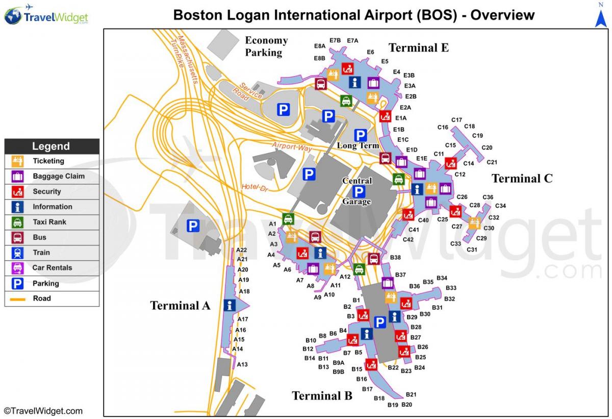 mapu Boston letiska