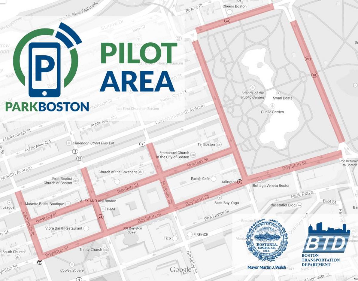 Boston parkovanie meter mapu