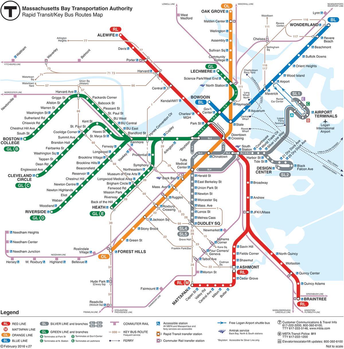 T vlak Boston mapu