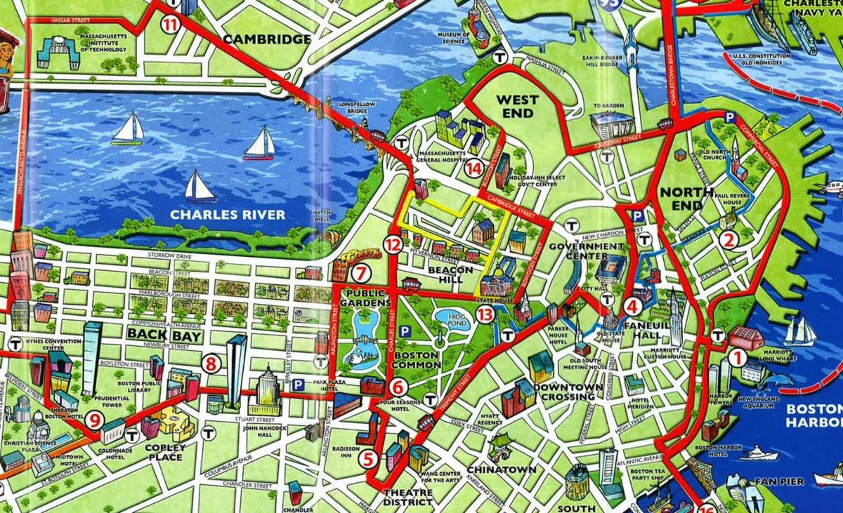 turistické mapy Bostonu