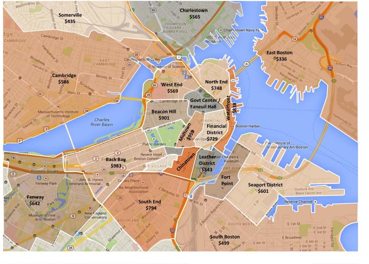 mesto Boston územné mapu