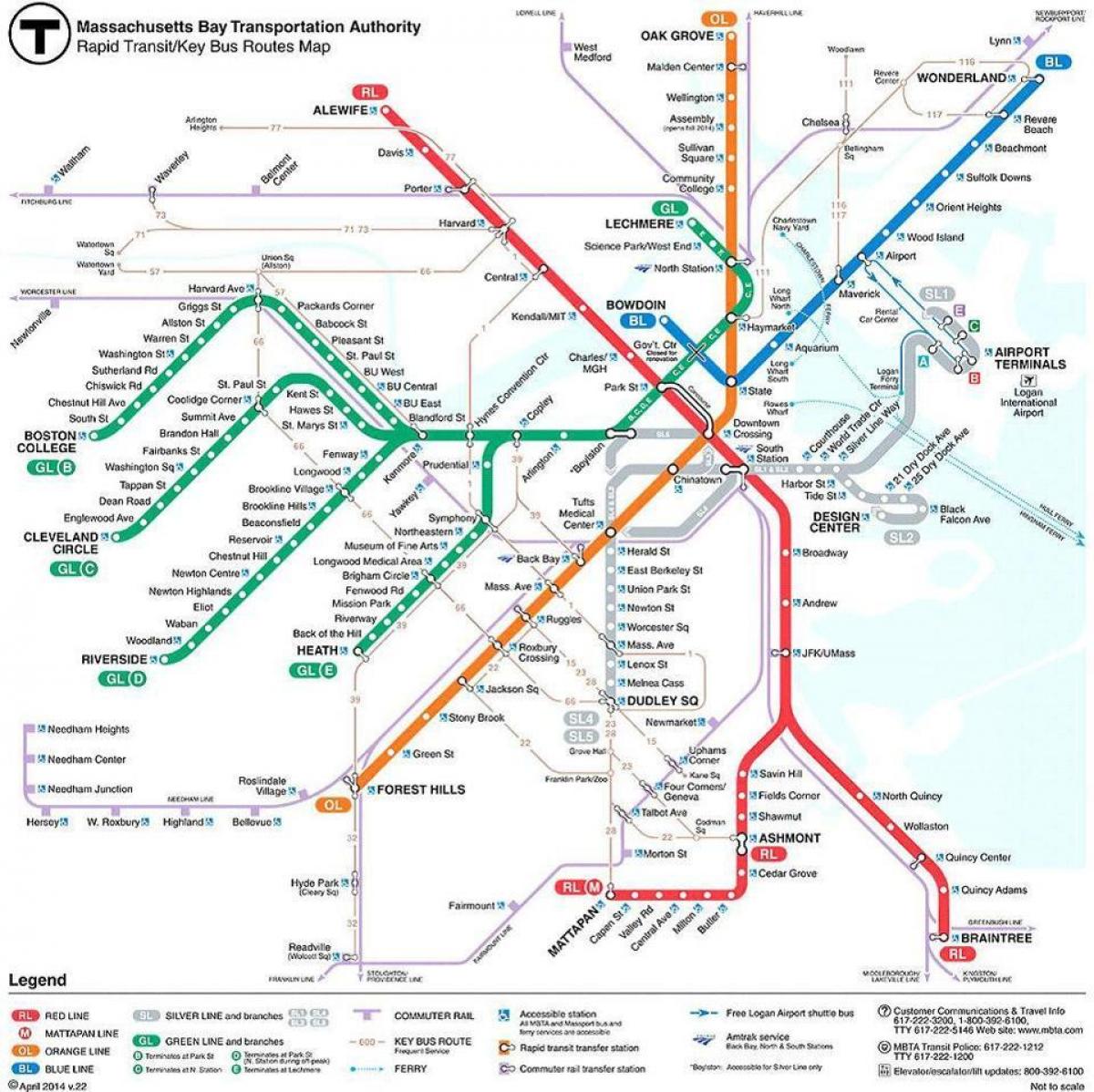 MBTA Boston mapu