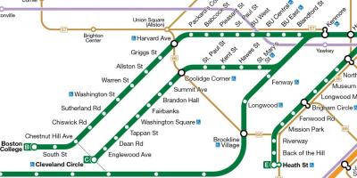 MBTA green line mapu