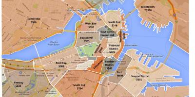 Mesto Boston územné mapu