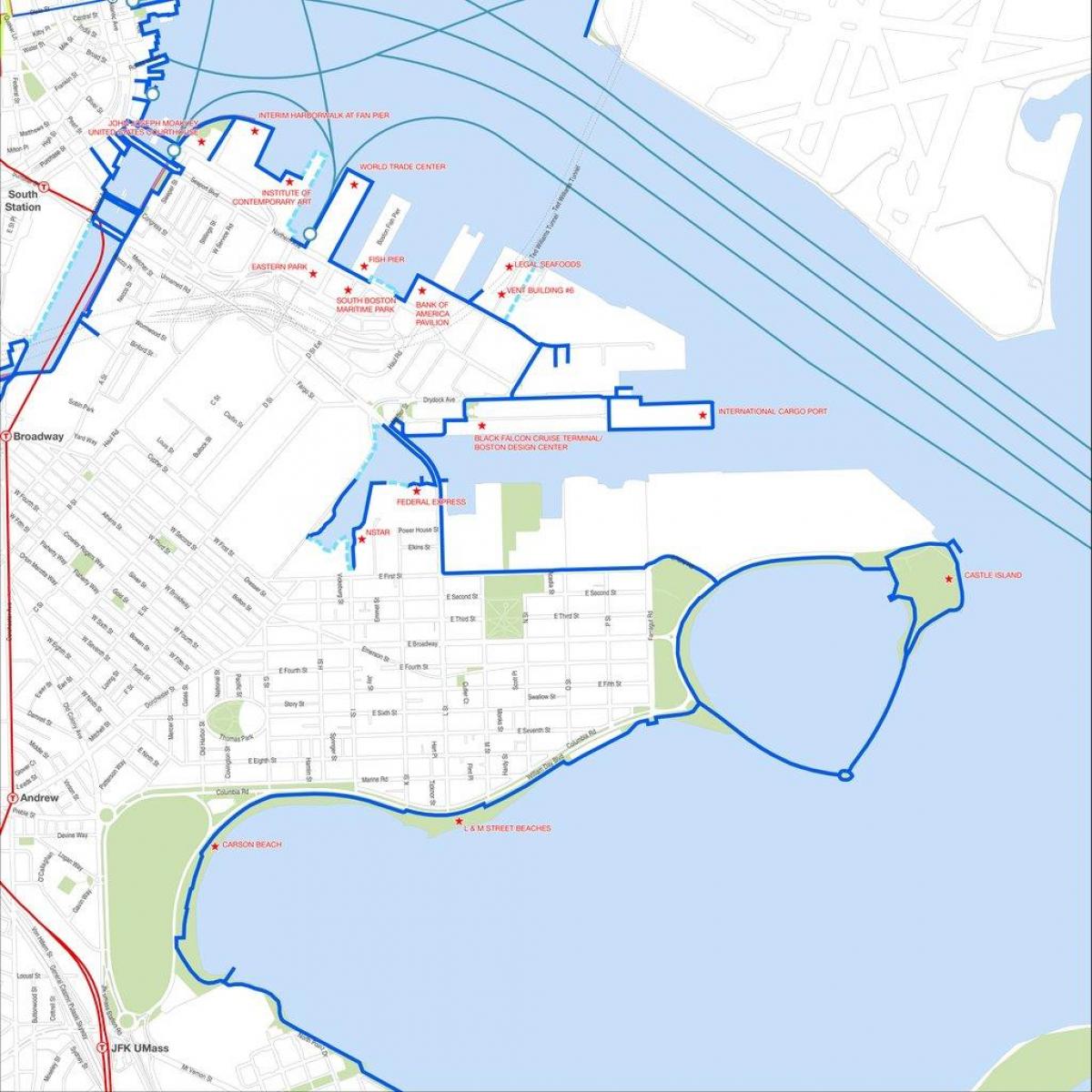 harborwalk Boston mapu