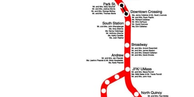 Červená čiara Boston mapu