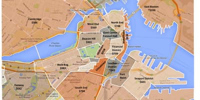 Mesto Boston územné mapu