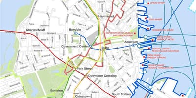 Boston pešia prehliadka mapu